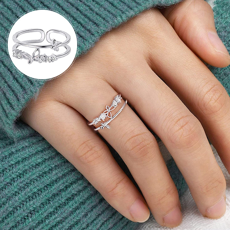 Double Butterfly Diamond Ring