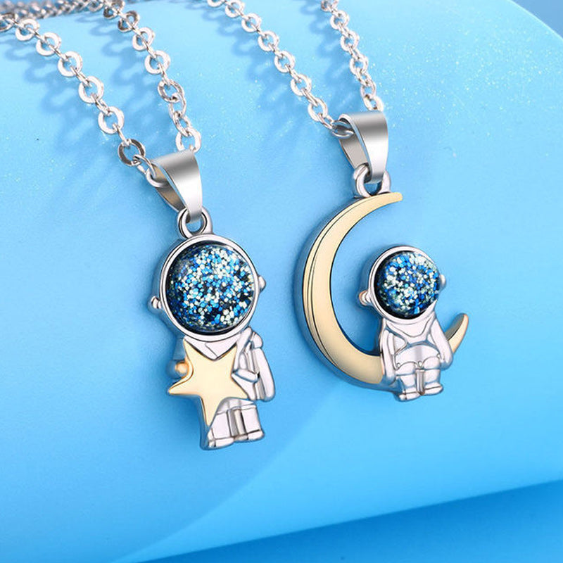 Astronaut Shape Couple Necklace