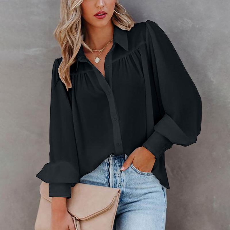 Balloon Sleeve Pleated Shirt