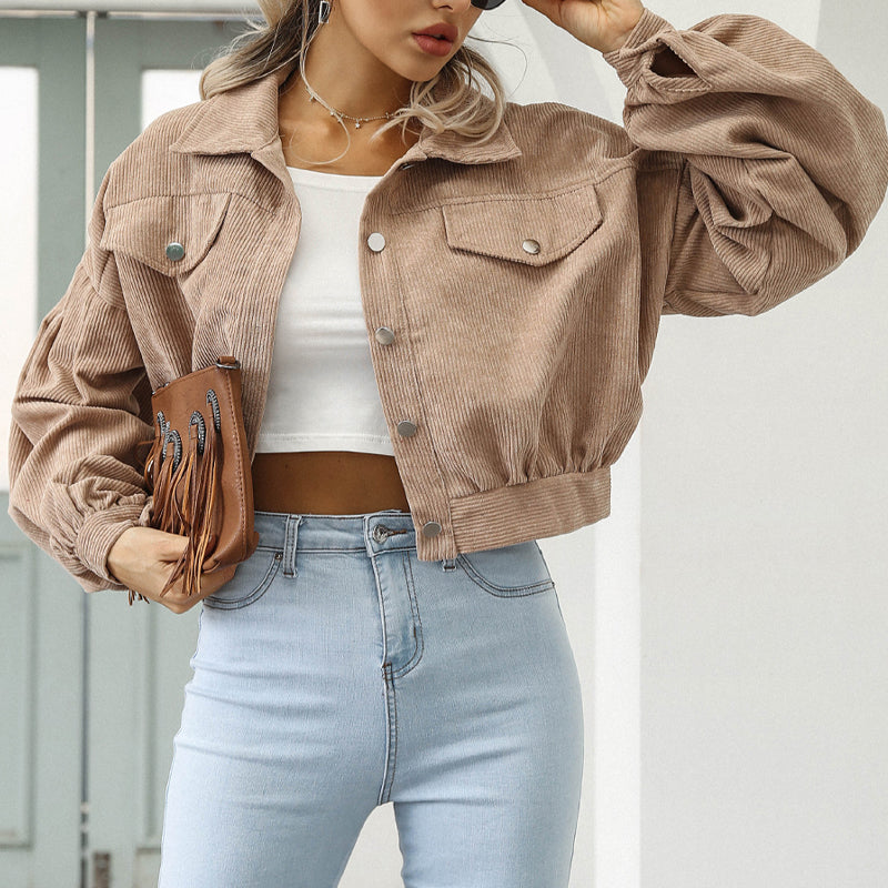 Corduroy Jacket with Lantern Sleeves