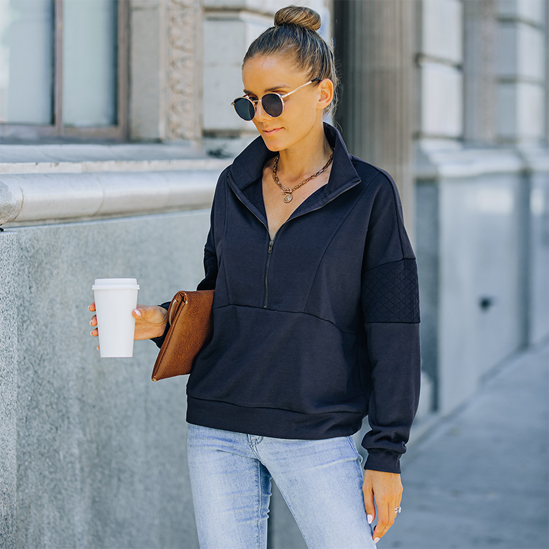 Turtleneck Solid Color Sweatshirt