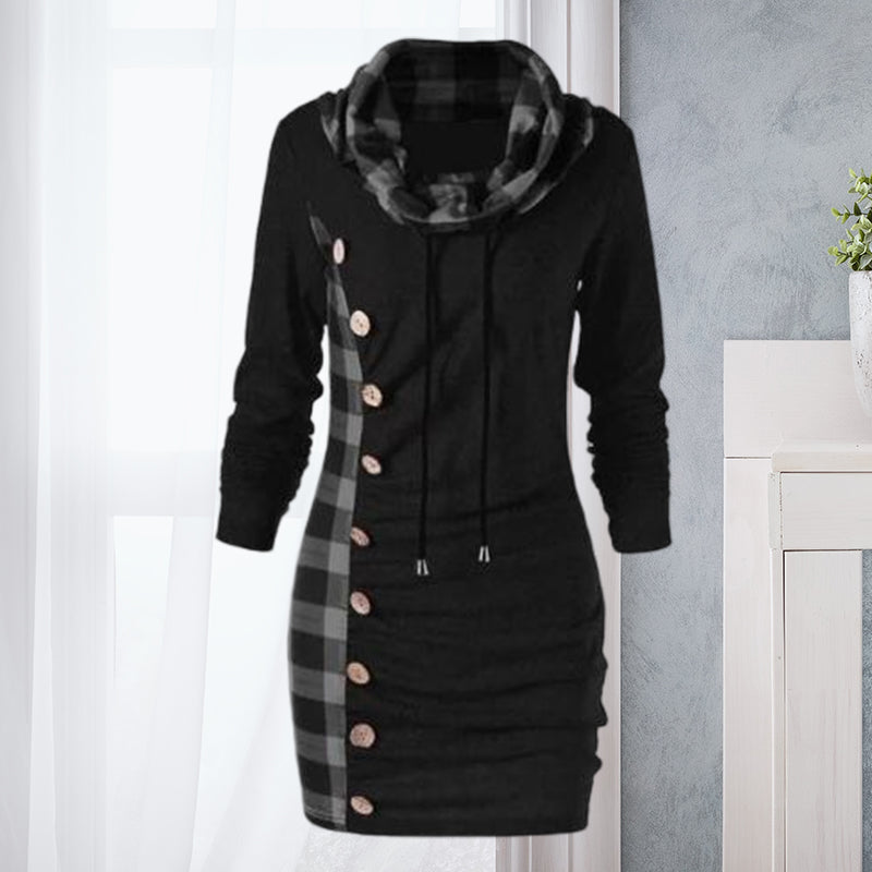 Check Button Sweater Dress