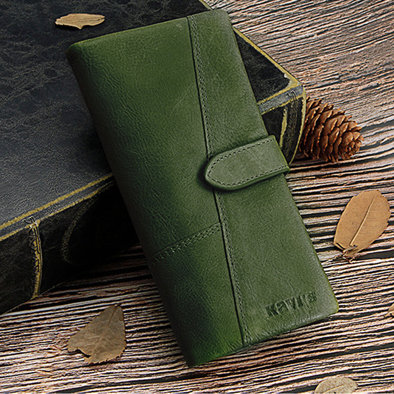 RFID Large Capacity Vintage Genuine Leather Purse