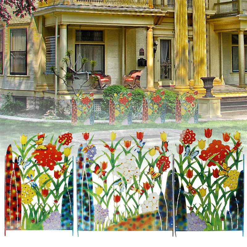Colorful Metal Butterfly And Flower Garden Screen