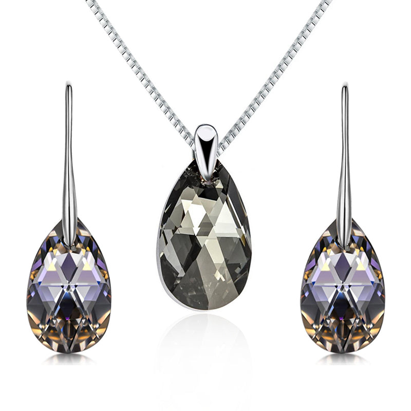 Black Aurora Crystal Jewelry Set