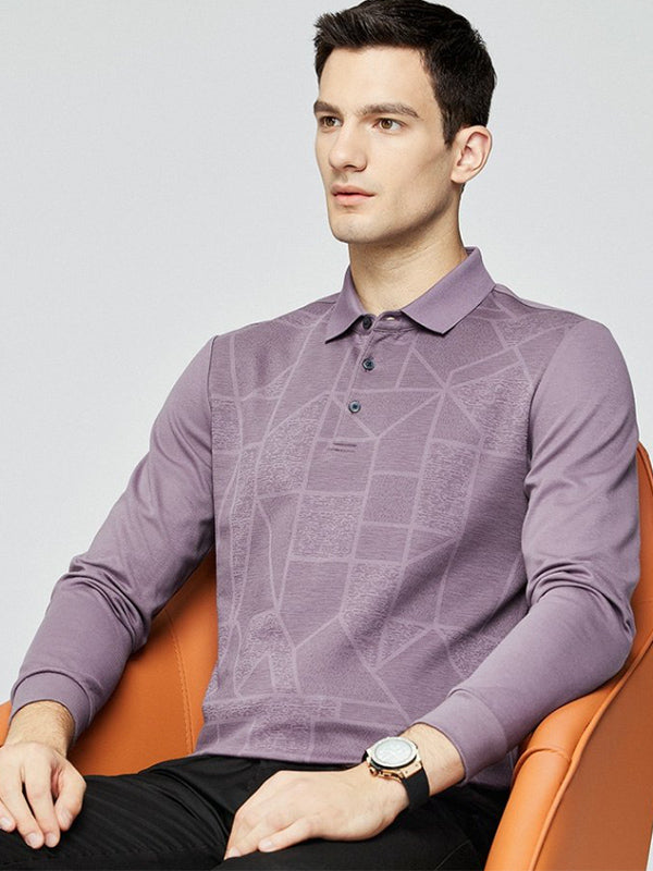 Men's Long Sleeve Business Comfort Lapel Polo Shirt