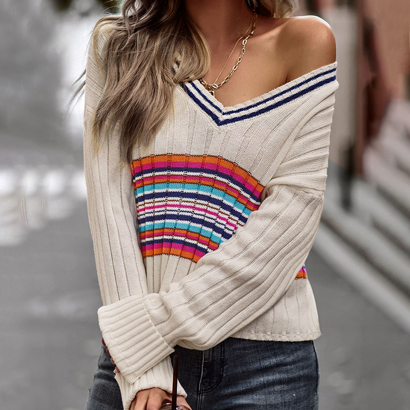 V-neck Paneled Sweater