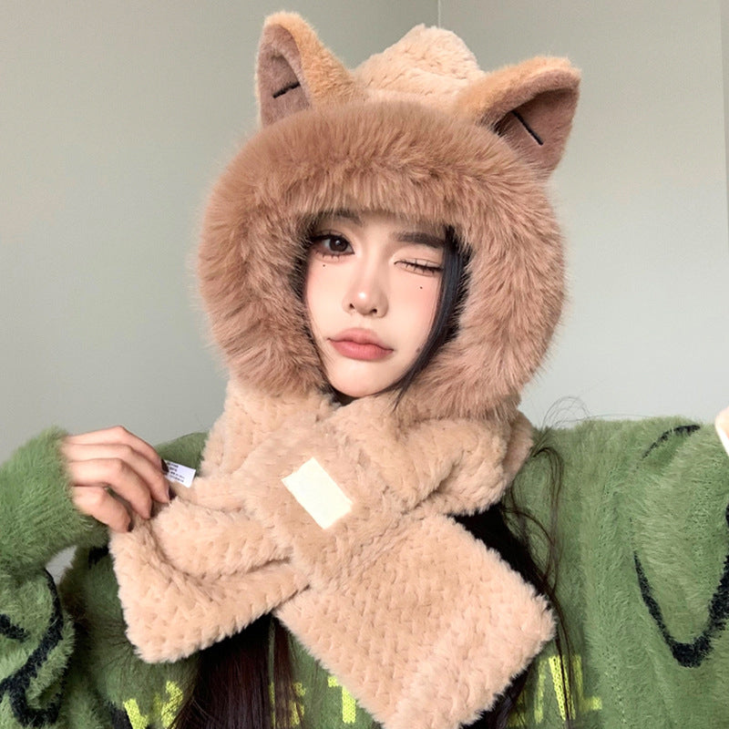 Cute Fox Ears 2-in-1 Hat and Scarf