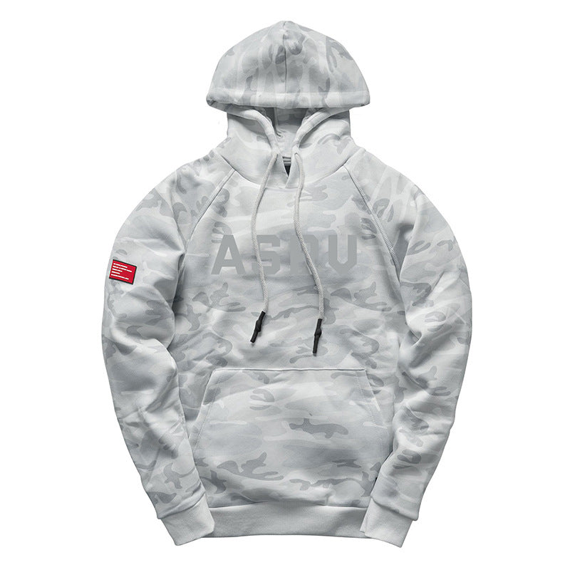 Lettered Print Long-sleeved Hooded Sweatshirt