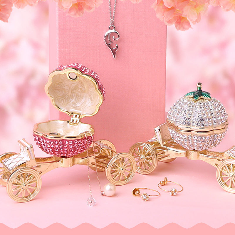 Pumpkin Carriage Rhinestones Jewelry Box