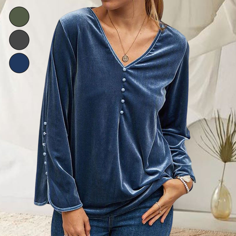 Gold Velvet V-Neck Top