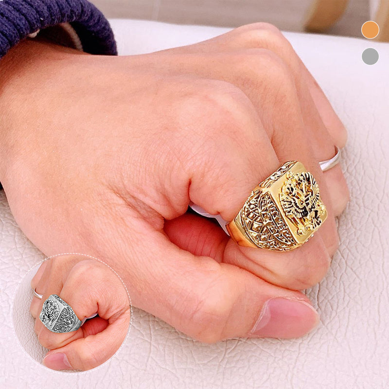 Engraved Double-Headed Eagle Ring