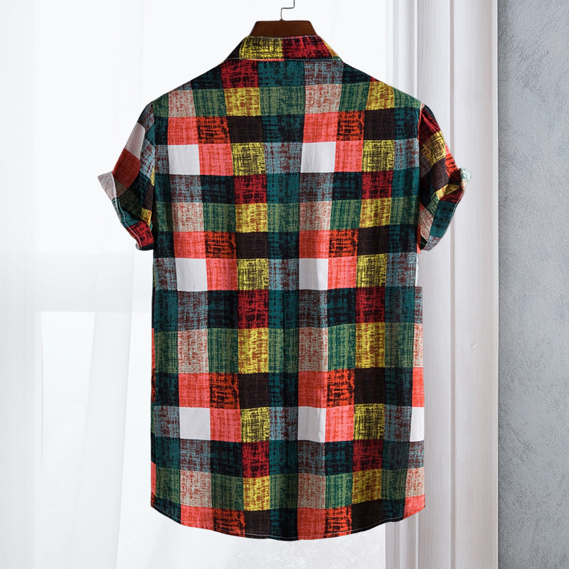 Multicolored Plaid Short Sleeve Shirt