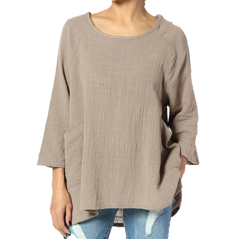 Women's Casual Loose Linen Blouse Tops