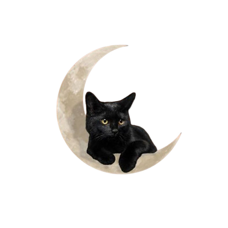 Black Cat Moon Hanging Metal Sign