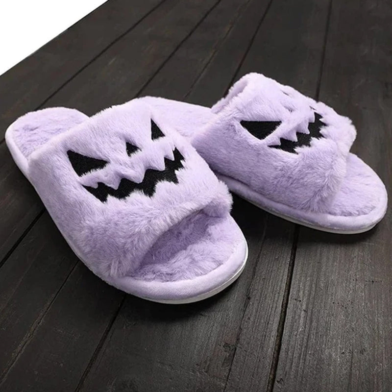 Halloween Pumpkin Lantern Plush Slippers