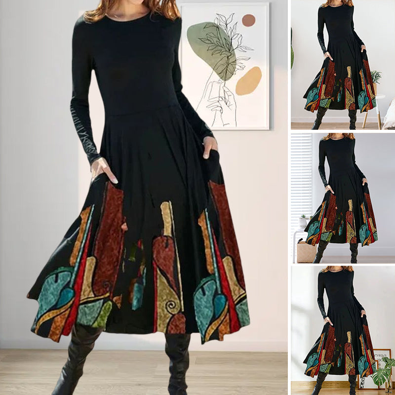 Long Sleeve Printed Dress