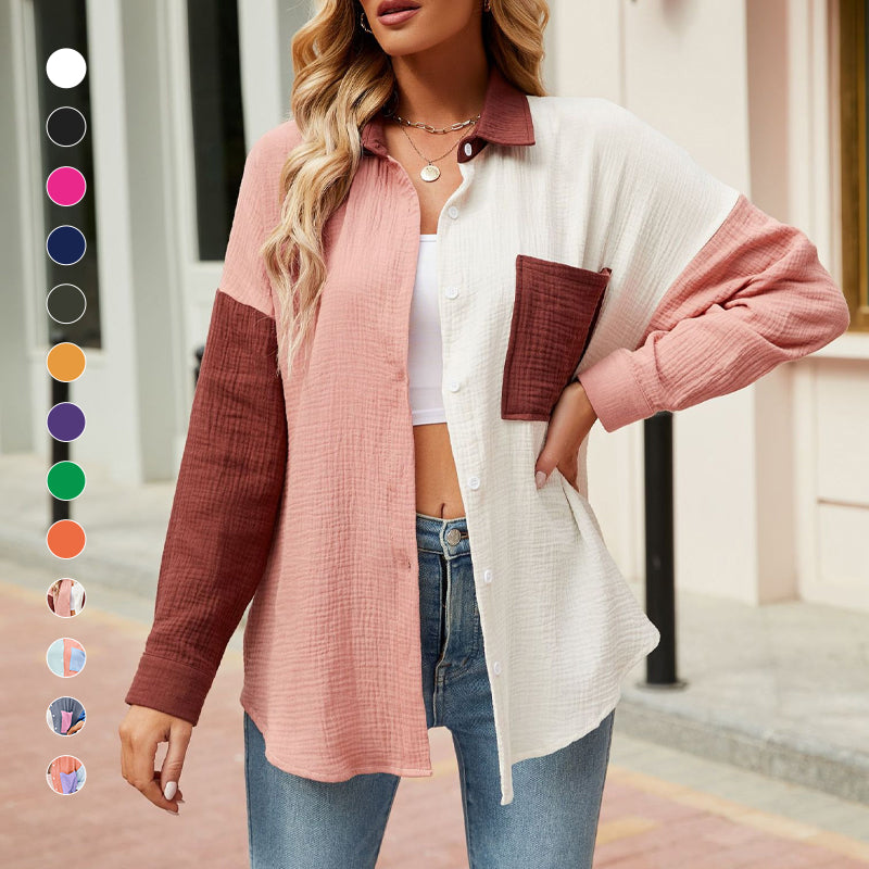 Solid Color Dropped Shoulder Long Sleeve Shirt