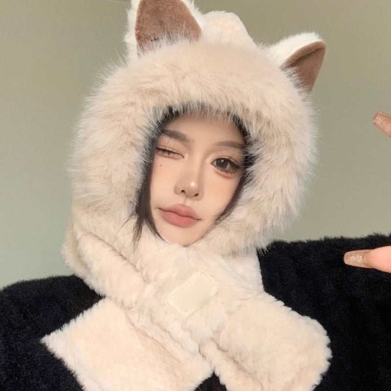 Cute Fox Ears 2-in-1 Hat and Scarf