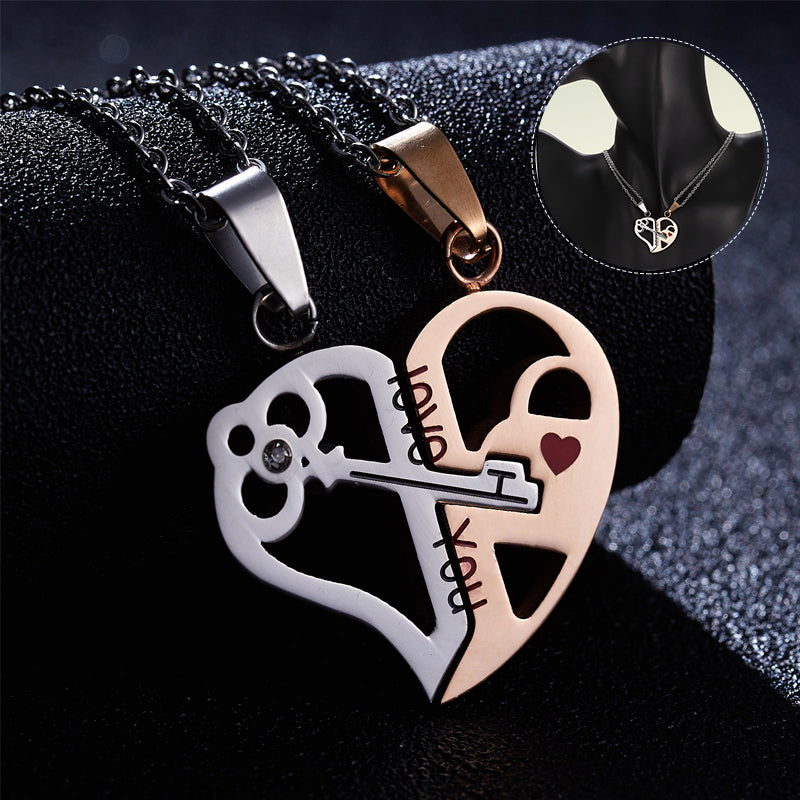 Puzzle Heart Couple Necklace