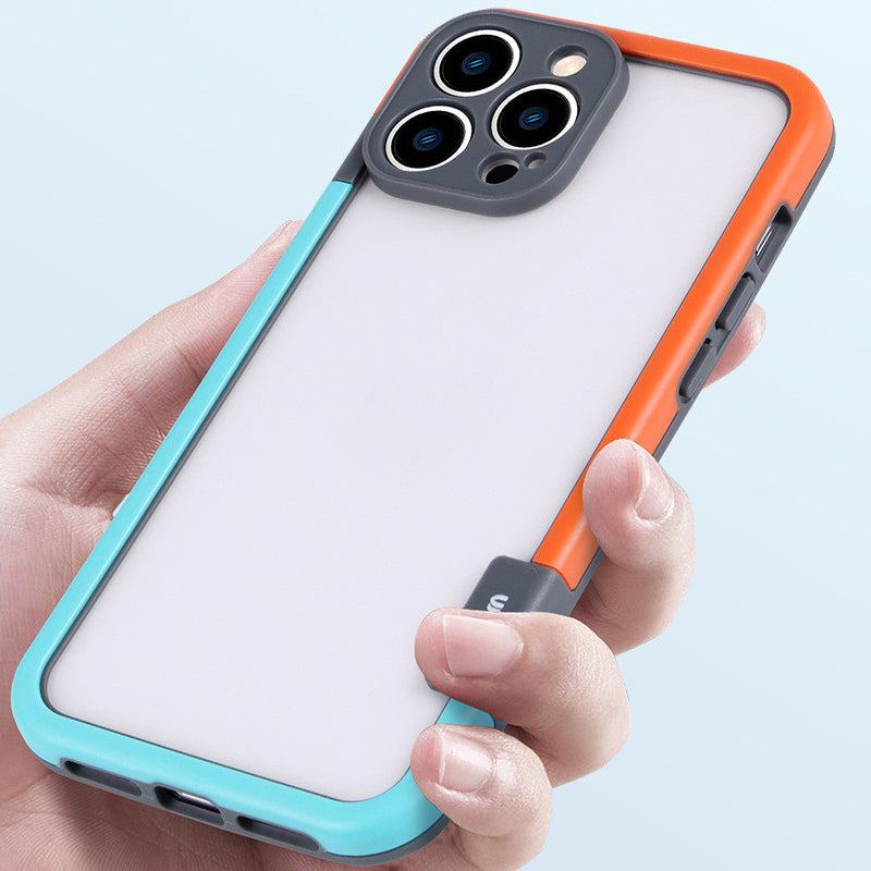 Phone case with colour-blocking frame