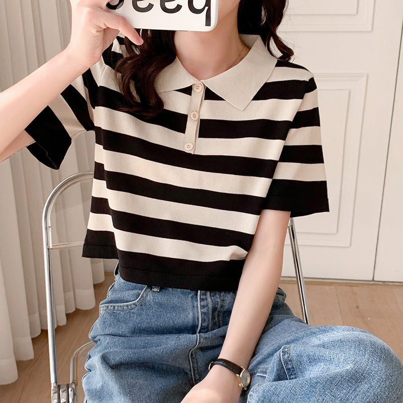 Front Shoulder Polo Neck T-shirt