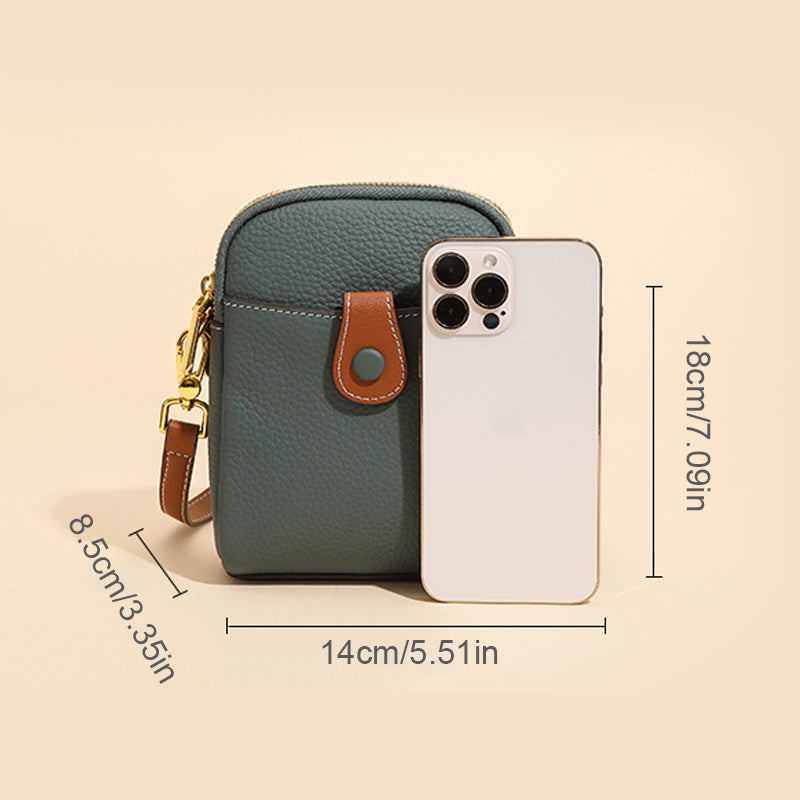 Multifunctional Solid Soft Leather Crossbody Bag