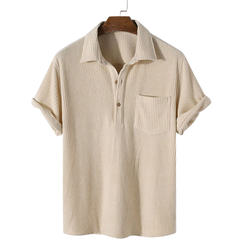 Men's Solid Color Waffle Casual Loose T-Shirt