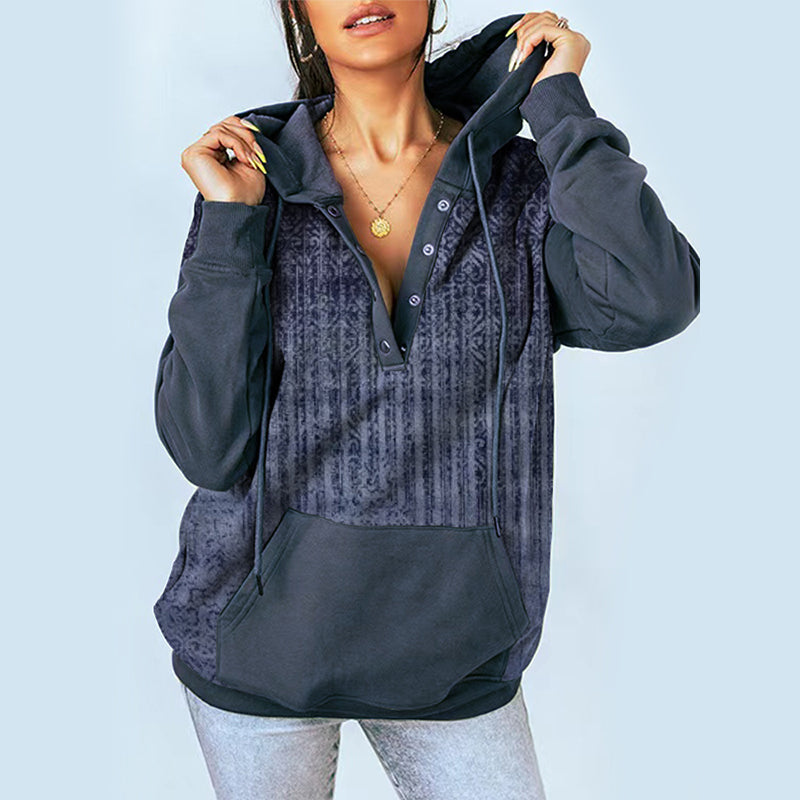 Printed Hooded Colorblock Sweatshirt