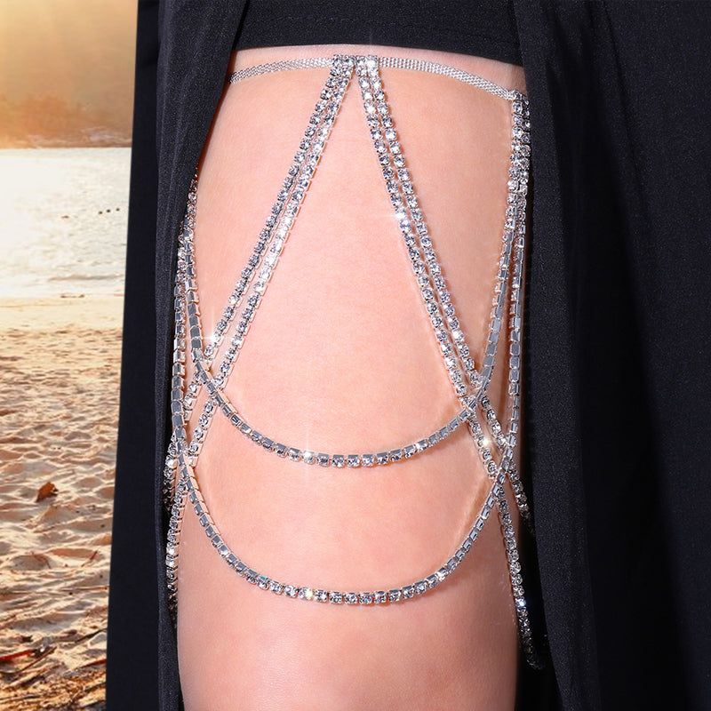 Rhinestone Multilayer Leg Chain