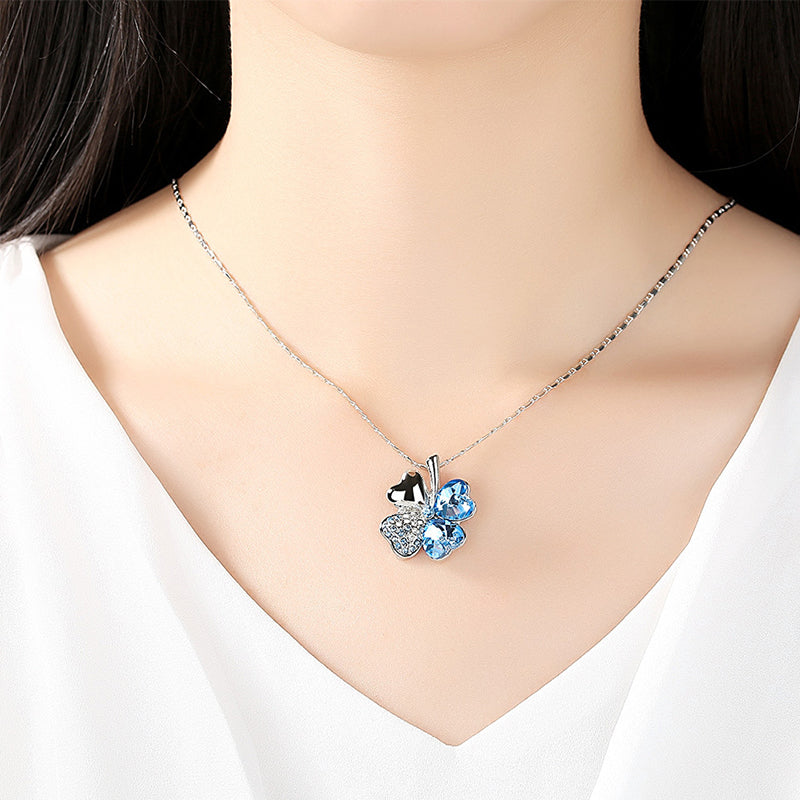 Lucky Four-leaf Clover Crystal Necklace