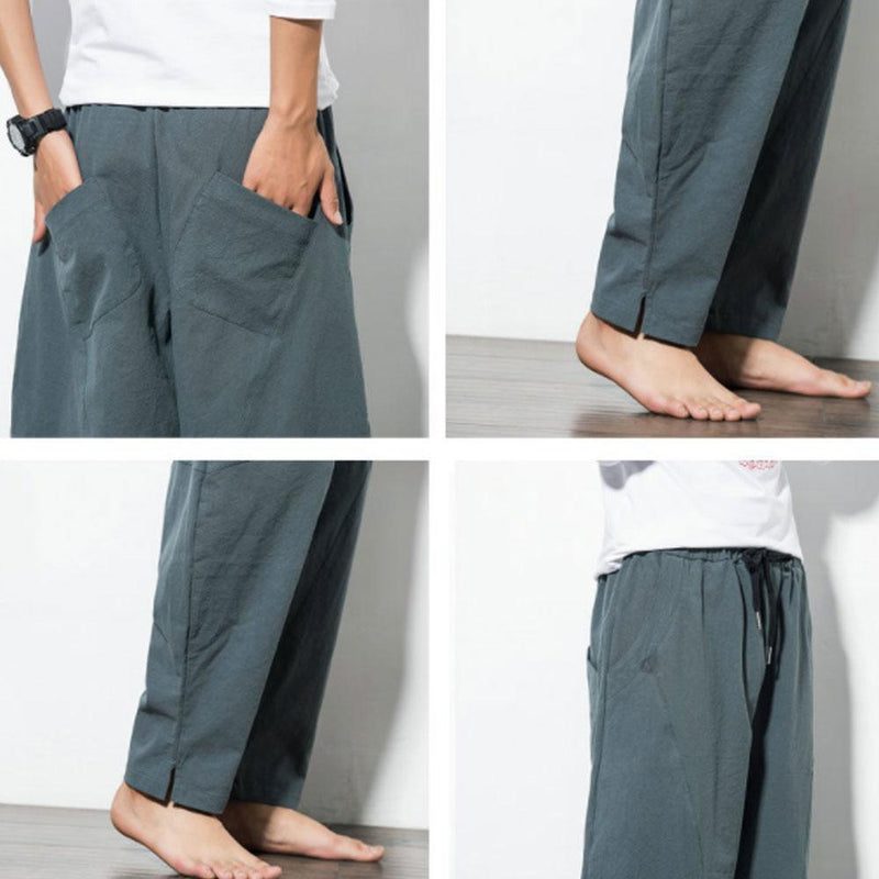 Men's Summer Casual Cotton Baggy Harem Pants