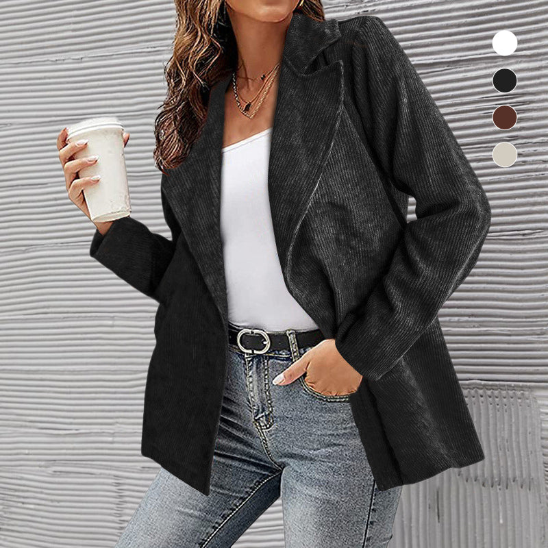 Solid Color Suit Corduroy Cardigan Jacket