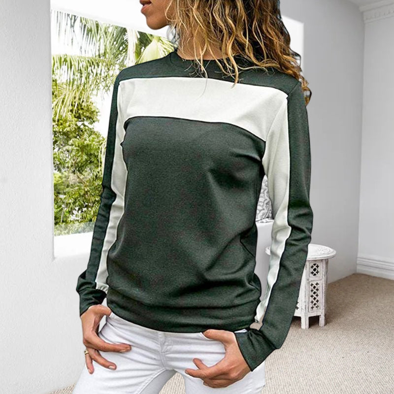 Paneled Long Sleeve Crew Neck T-Shirt