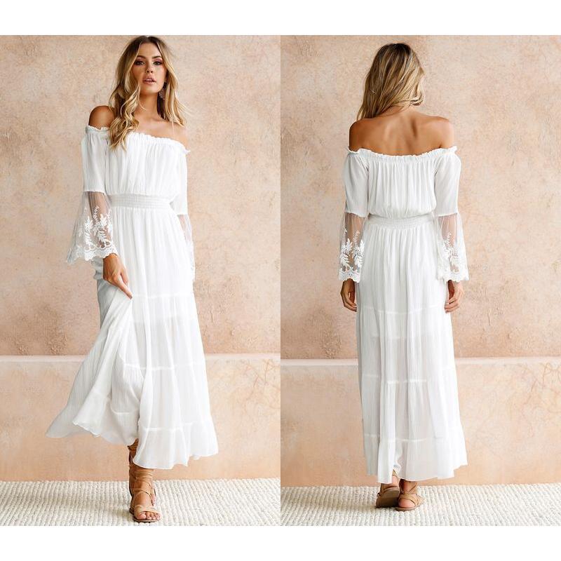 Tulle Off Shoulder Frilled Vacation Dress