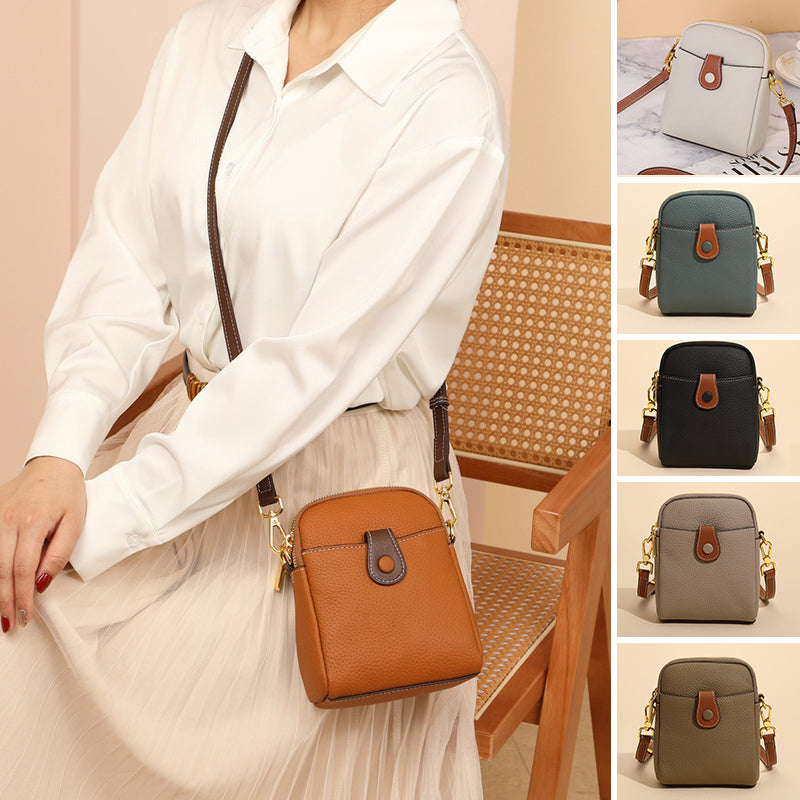 Multifunctional Solid Soft Leather Crossbody Bag