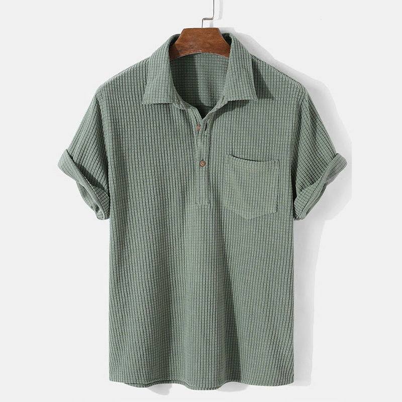 Men's Solid Color Waffle Casual Loose T-Shirt