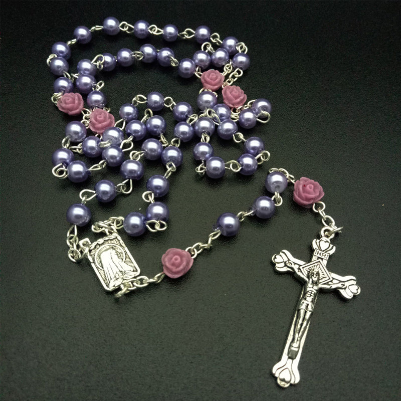 Cross Rosary Crucifix Necklace
