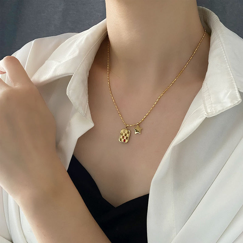 Checkerboard Shape Necklace
