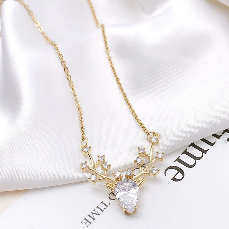 Glitter Deer Titanium Necklace