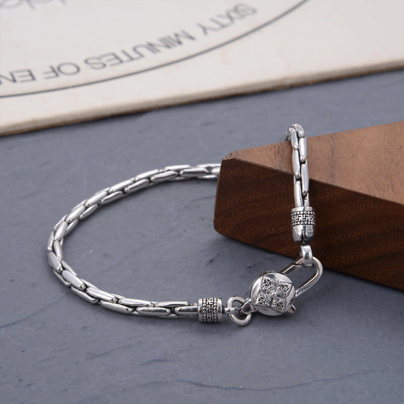 Sterling Silver Vajra Byzantine Chain Bracelet