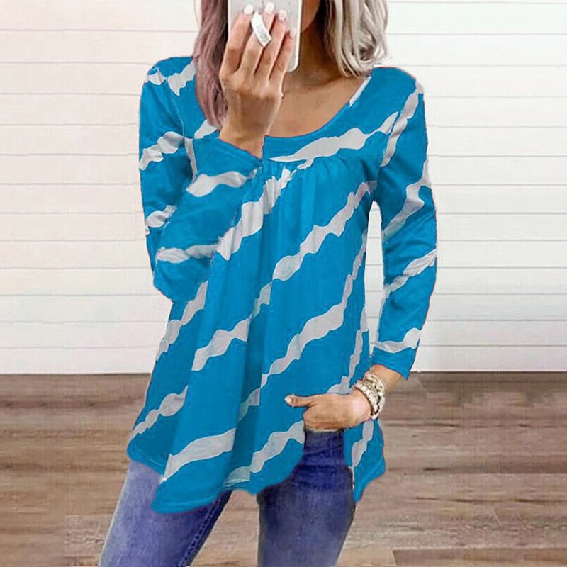Striped Print Loose Long Sleeve T-Shirt