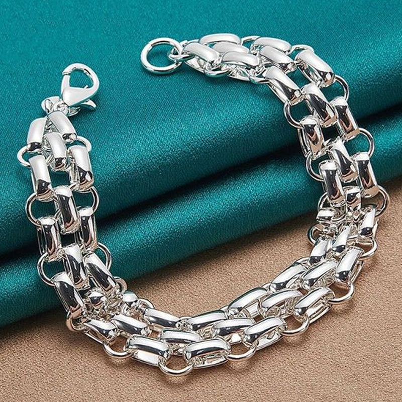 Double Chain Checkered Button Bracelet