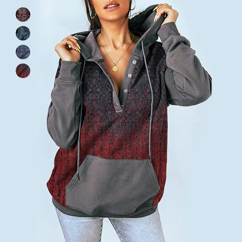 Printed Hooded Colorblock Sweatshirt