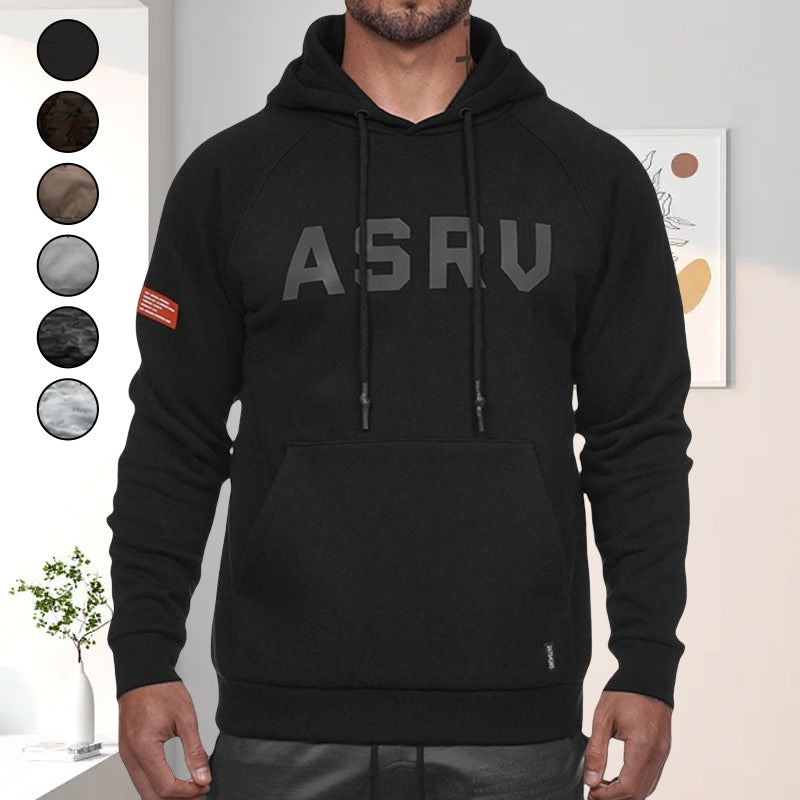 Lettered Print Long-sleeved Hooded Sweatshirt