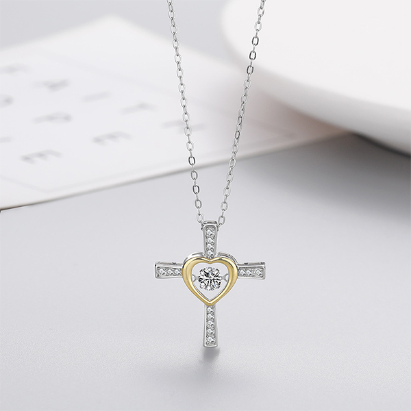To My Soulmate Cross and Heart Necklace