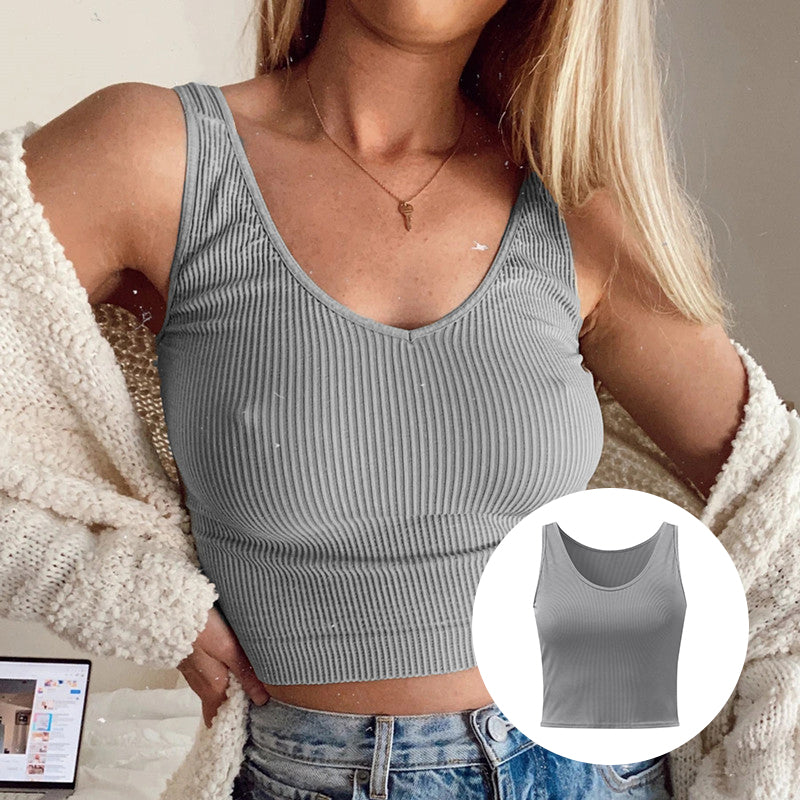 Solid Color Striped Vest