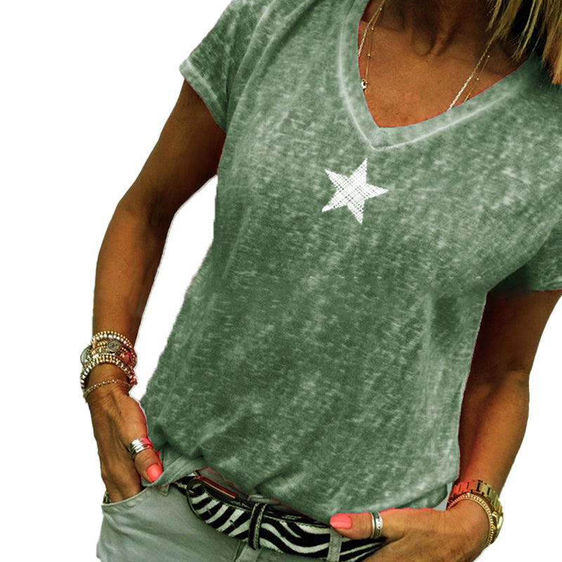 V-neck Pentagram T-shirt