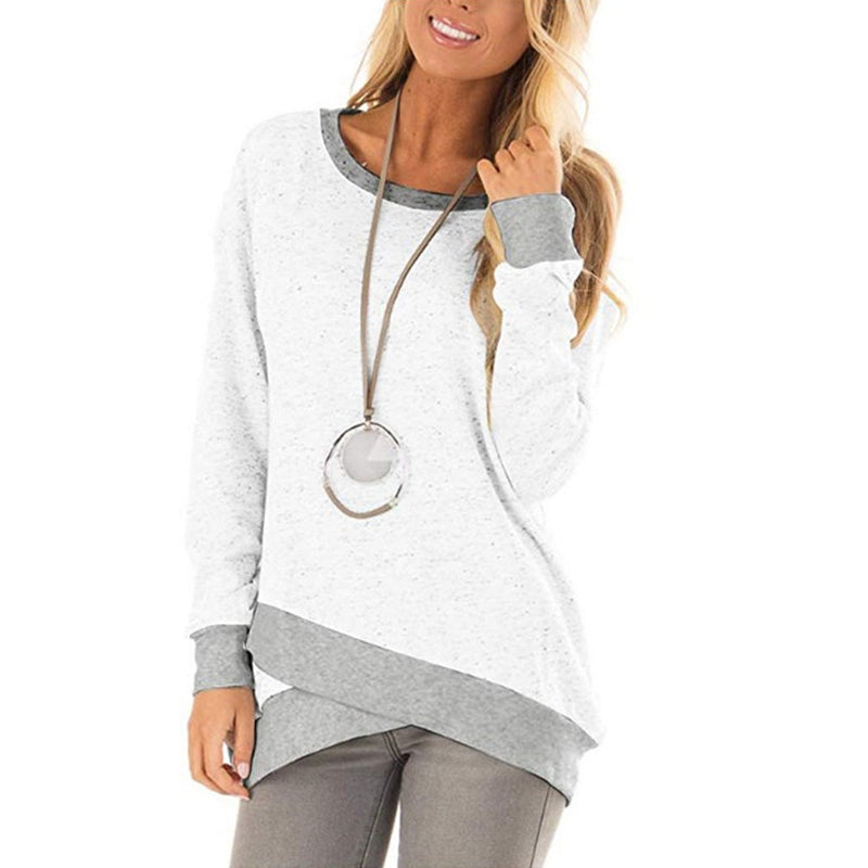 Round Neck Irregular Large Size Long Sleeve Top