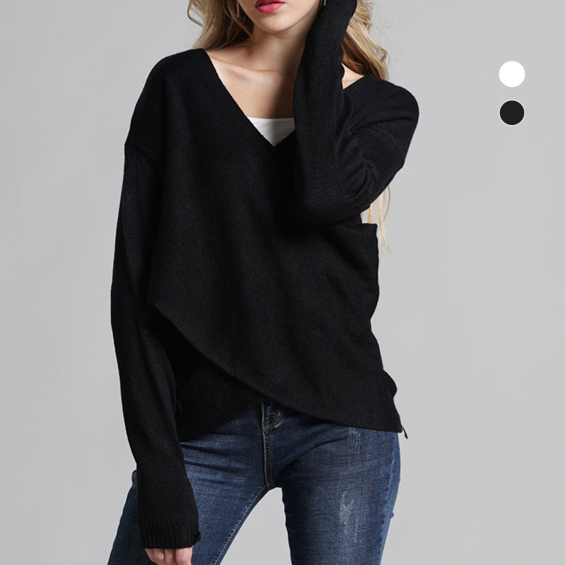 Cross-panel Knitted Sweater